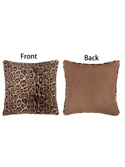 1pc Vintage Leopard Print Plush Pillow Cover, Suitable For Bedroom, Living Room, Sofa, Holiday Decor (Pillow Insert Not Included)