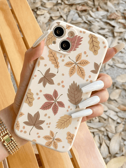 1pc Vintage Maple Leaf Pattern Soft Phone Case, Full Coverage Anti-Slip Protective Phone Shell, Compatible With IPhone 16/11/12/13/14/15 Pro Max, Waterproof, Shockproof, Scratch-Resistant