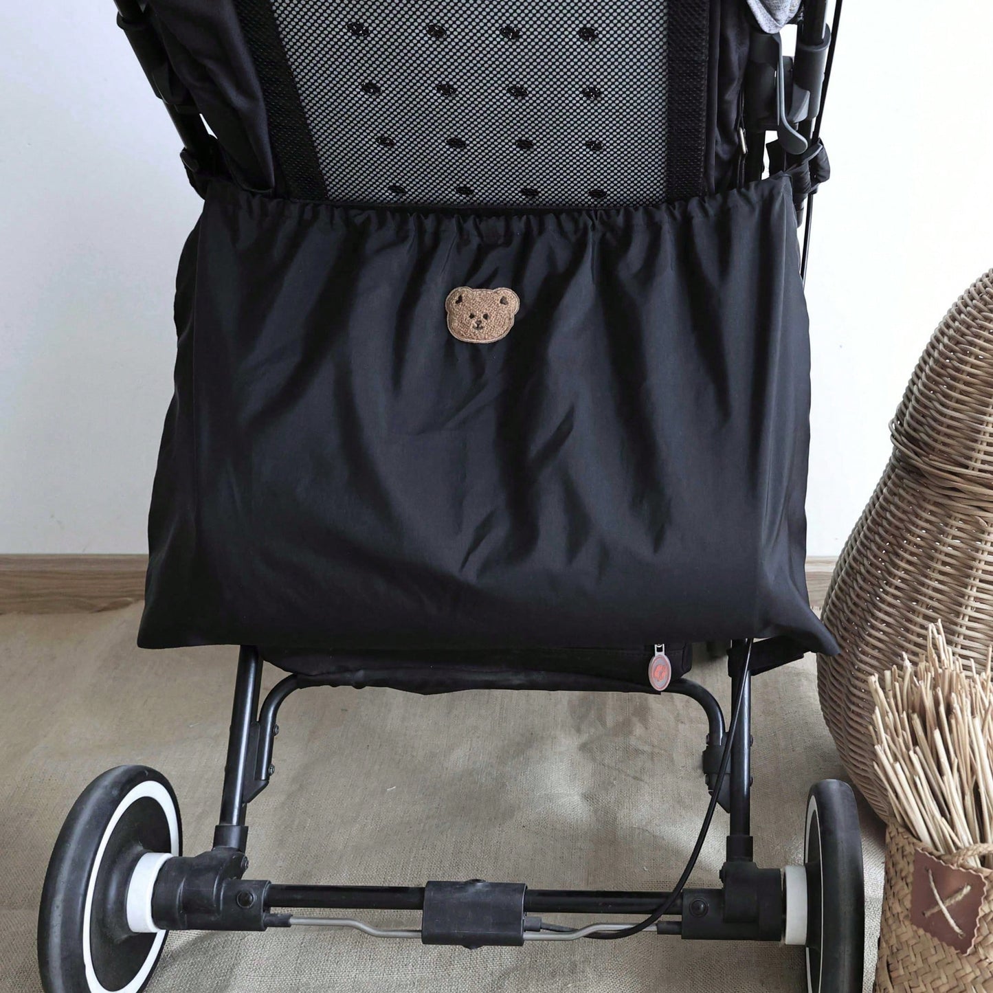 1pc Waterproof Bear Stroller Organizer Bag, Fashionable Mom Casual Waterproof Storage Bag, Large Capacity Stroller Hanging Bag, Suitable For Baby Clothes Storage And Outdoor Use