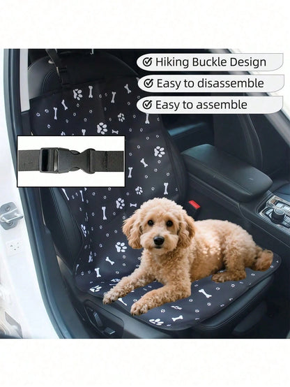 1pc Waterproof & Wear-Resistant Oxford Cloth Printed Pet Mat, Suitable For Front/Rear Seats, Outdoor Travel Pet Pad, Waterproof Pet Car Seat Cover, Pet Supplies