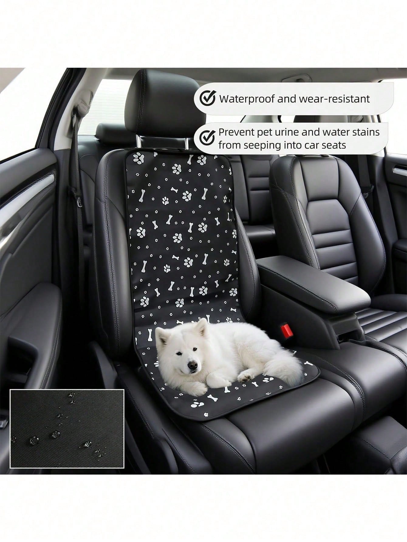 1pc Waterproof & Wear-Resistant Oxford Cloth Printed Pet Mat, Suitable For Front/Rear Seats, Outdoor Travel Pet Pad, Waterproof Pet Car Seat Cover, Pet Supplies