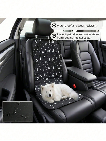 1pc Waterproof & Wear-Resistant Oxford Cloth Printed Pet Mat, Suitable For Front/Rear Seats, Outdoor Travel Pet Pad, Waterproof Pet Car Seat Cover, Pet Supplies