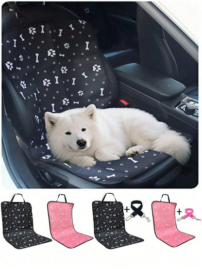 1pc Waterproof & Wear-Resistant Oxford Cloth Printed Pet Mat, Suitable For Front/Rear Seats, Outdoor Travel Pet Pad, Waterproof Pet Car Seat Cover, Pet Supplies