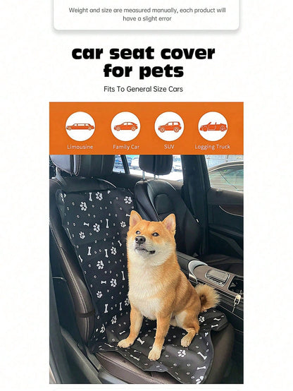 1pc Waterproof & Wear-Resistant Oxford Cloth Printed Pet Mat, Suitable For Front/Rear Seats, Outdoor Travel Pet Pad, Waterproof Pet Car Seat Cover, Pet Supplies