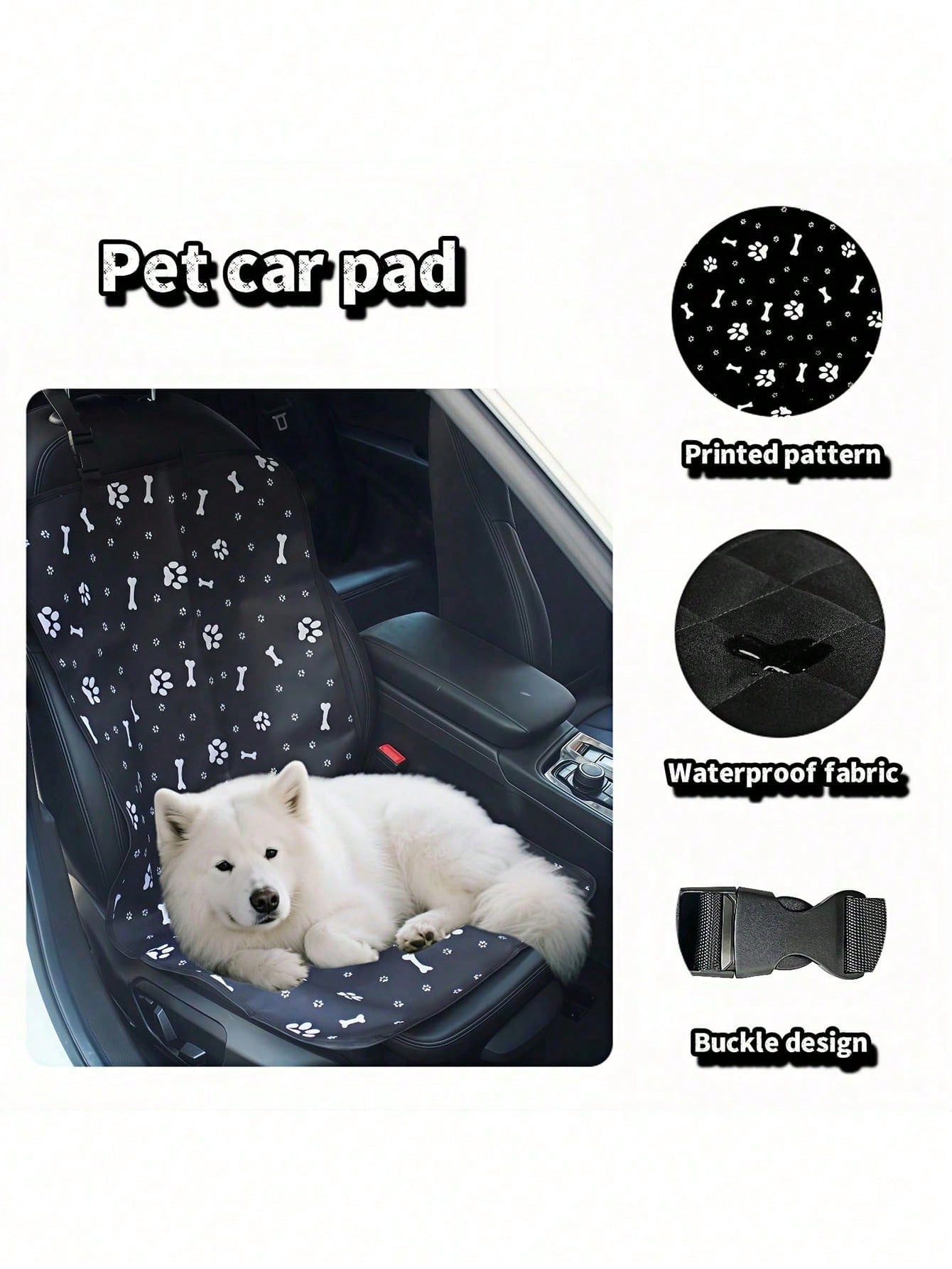 1pc Waterproof & Wear-Resistant Oxford Cloth Printed Pet Mat, Suitable For Front/Rear Seats, Outdoor Travel Pet Pad, Waterproof Pet Car Seat Cover, Pet Supplies