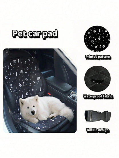 1pc Waterproof & Wear-Resistant Oxford Cloth Printed Pet Mat, Suitable For Front/Rear Seats, Outdoor Travel Pet Pad, Waterproof Pet Car Seat Cover, Pet Supplies