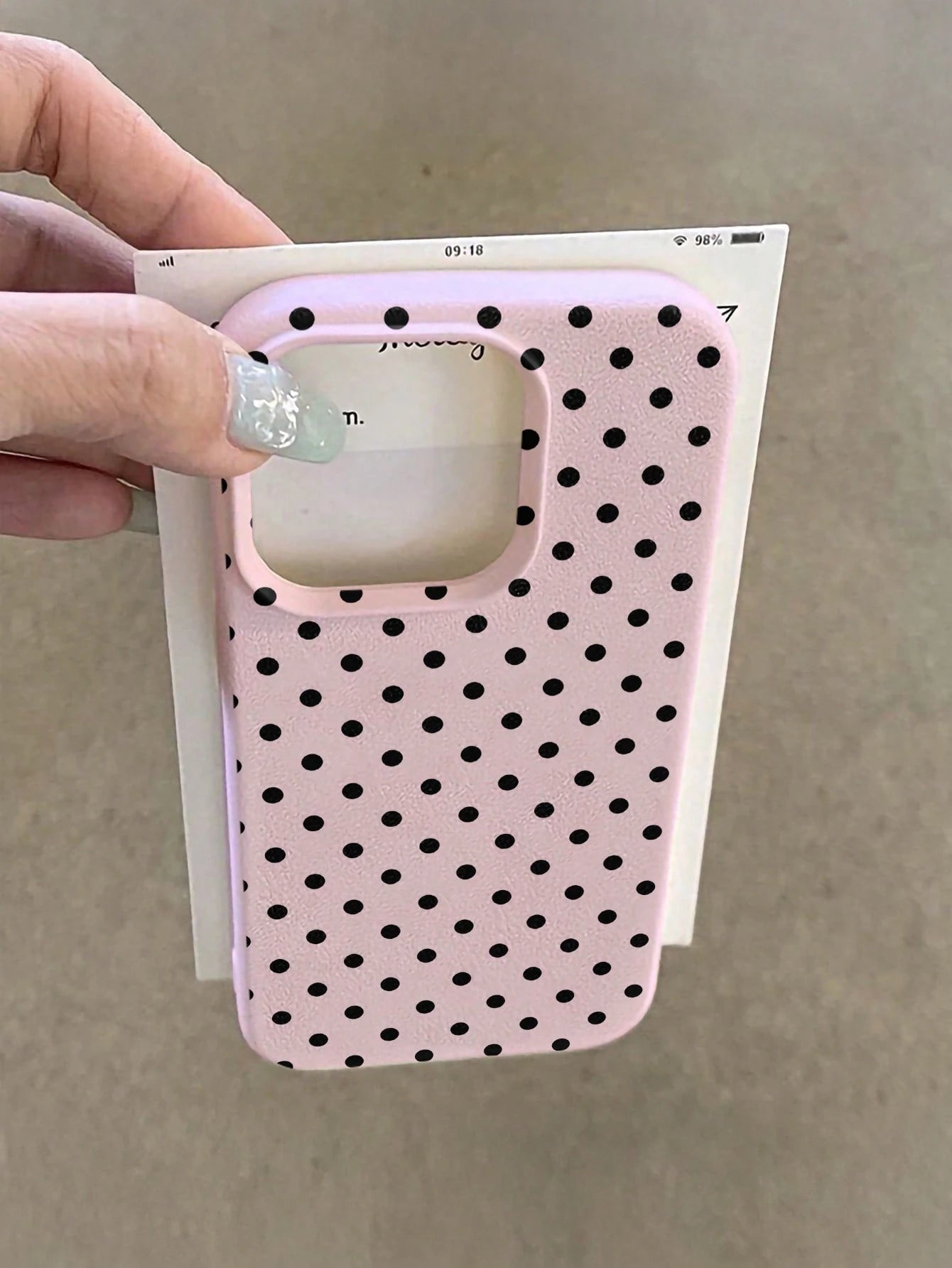 1pc White Polka Dot Pattern, Large Hole Leather Pink Shockproof Phone Case, TPU Material, Can Be Given As A Holiday Gift, Compatible With Apple XS/XS Max/XR/11/12/13/14/15/16 Pro/Pro Max/14/15/16 Plus