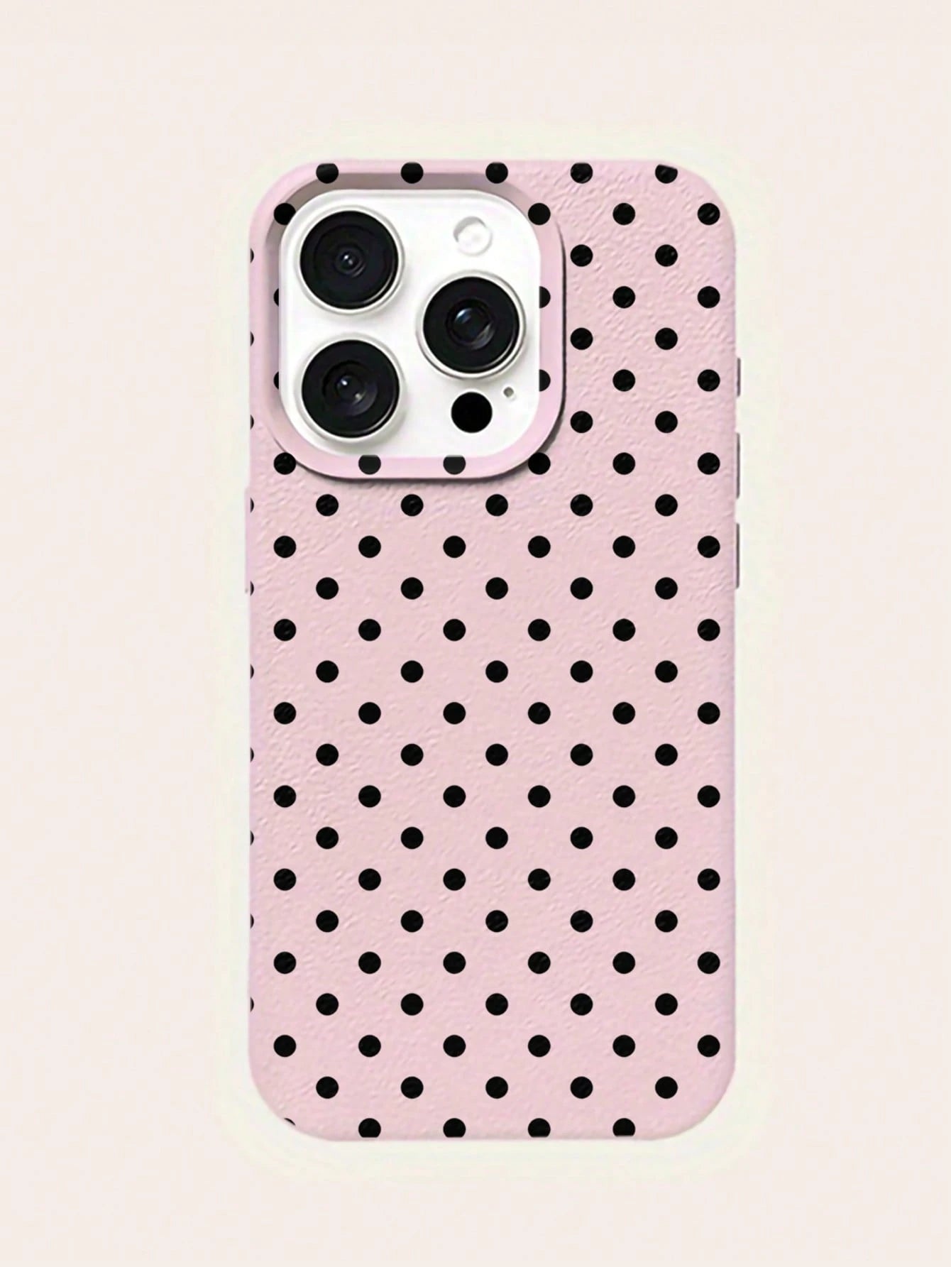 1pc White Polka Dot Pattern, Large Hole Leather Pink Shockproof Phone Case, TPU Material, Can Be Given As A Holiday Gift, Compatible With Apple XS/XS Max/XR/11/12/13/14/15/16 Pro/Pro Max/14/15/16 Plus