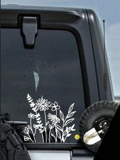 1pc Wild Flowers Stickers For Window Back Laptop Luggage Tuning Auto Accessories Car Sticker Decal For Women