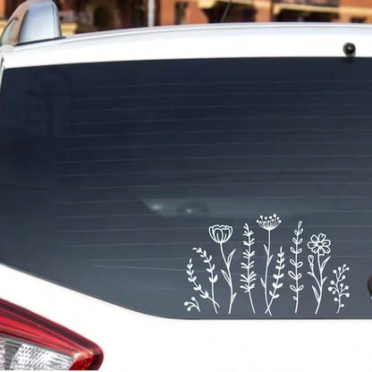 1pc Wildflowers Decal, Car Mirror Sticker, Removable Vinyl Decal For Car, Laptop, Water Bottle, Bumper Stickers, Gift For Girlfriend Plant Lover