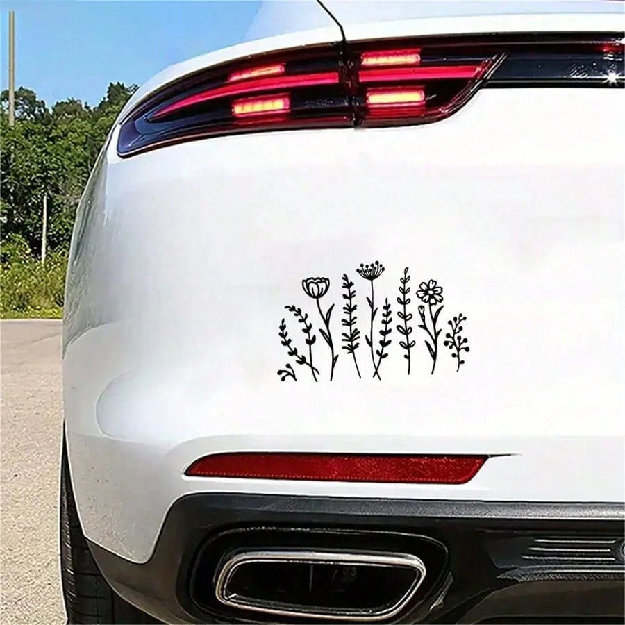 1pc Wildflowers Decal, Car Mirror Sticker, Removable Vinyl Decal For Car, Laptop, Water Bottle, Bumper Stickers, Gift For Girlfriend Plant Lover