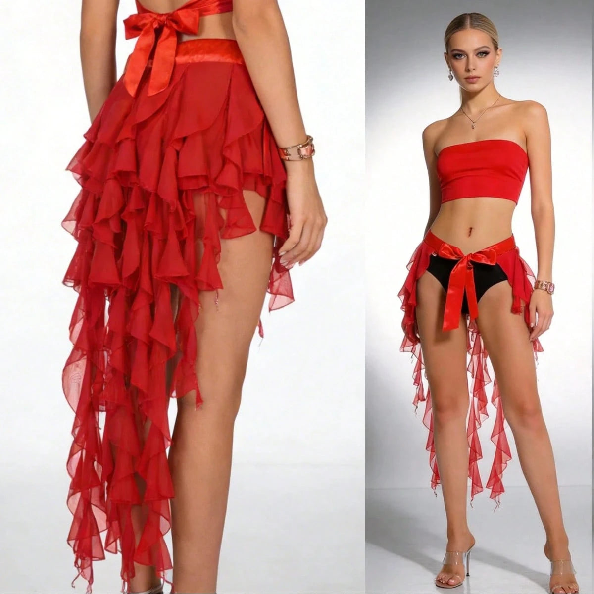 1pc Women's Belly Dance Outfit Hip Scarf Belt Skirt With Lace-Up Tassel Hem Wave Sequin Skirt Style, Dance Costume In Saree Sari Style For Rave Carnival Performance. Suitable For Festivals, Parties, N