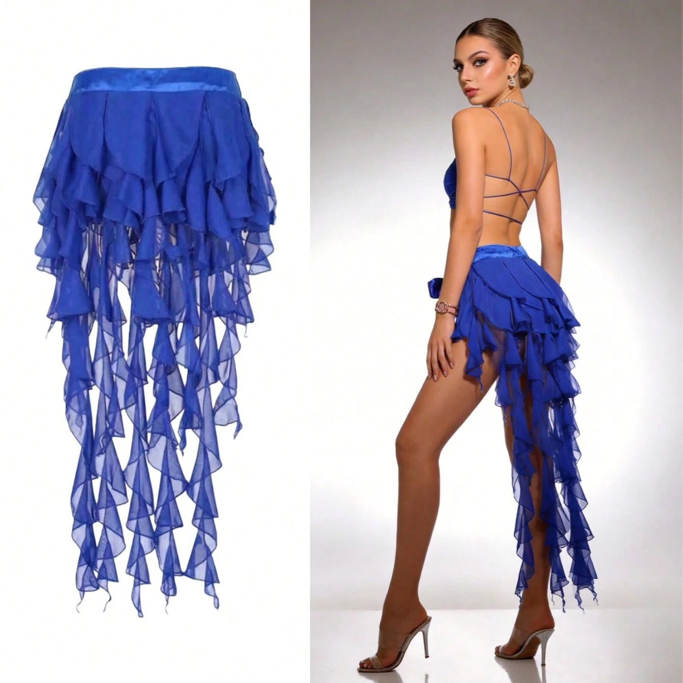 1pc Women's Belly Dance Outfit Hip Scarf Belt Skirt With Lace-Up Tassel Hem Wave Sequin Skirt Style, Dance Costume In Saree Sari Style For Rave Carnival Performance. Suitable For Festivals, Parties, N