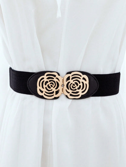1pc Women's Hollow Carved Decorative Belt Waist Cincher, Artificial PU, Suitable For Party, Daily Wear, Vintage Halloween Corset, Summer, Autumn, Autumn, Halloween