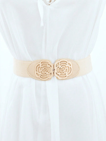1pc Women's Hollow Carved Decorative Belt Waist Cincher, Artificial PU, Suitable For Party, Daily Wear, Vintage Halloween Corset, Summer, Autumn, Autumn, Halloween