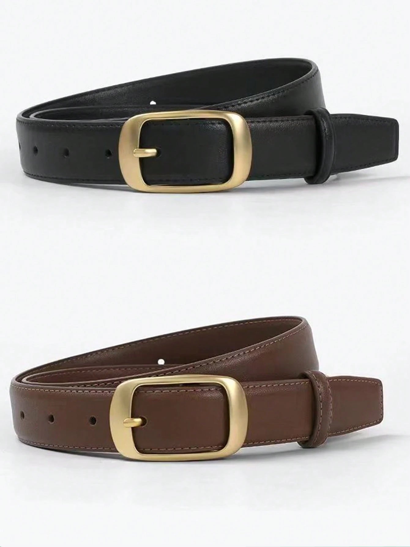 1pc Women's Metal Small Square Buckle PU Leather Belt,Simple & Fashionable, Suitable For Jeans, Trousers, Coats, Dresses, Etc. Summer, School,Halloween