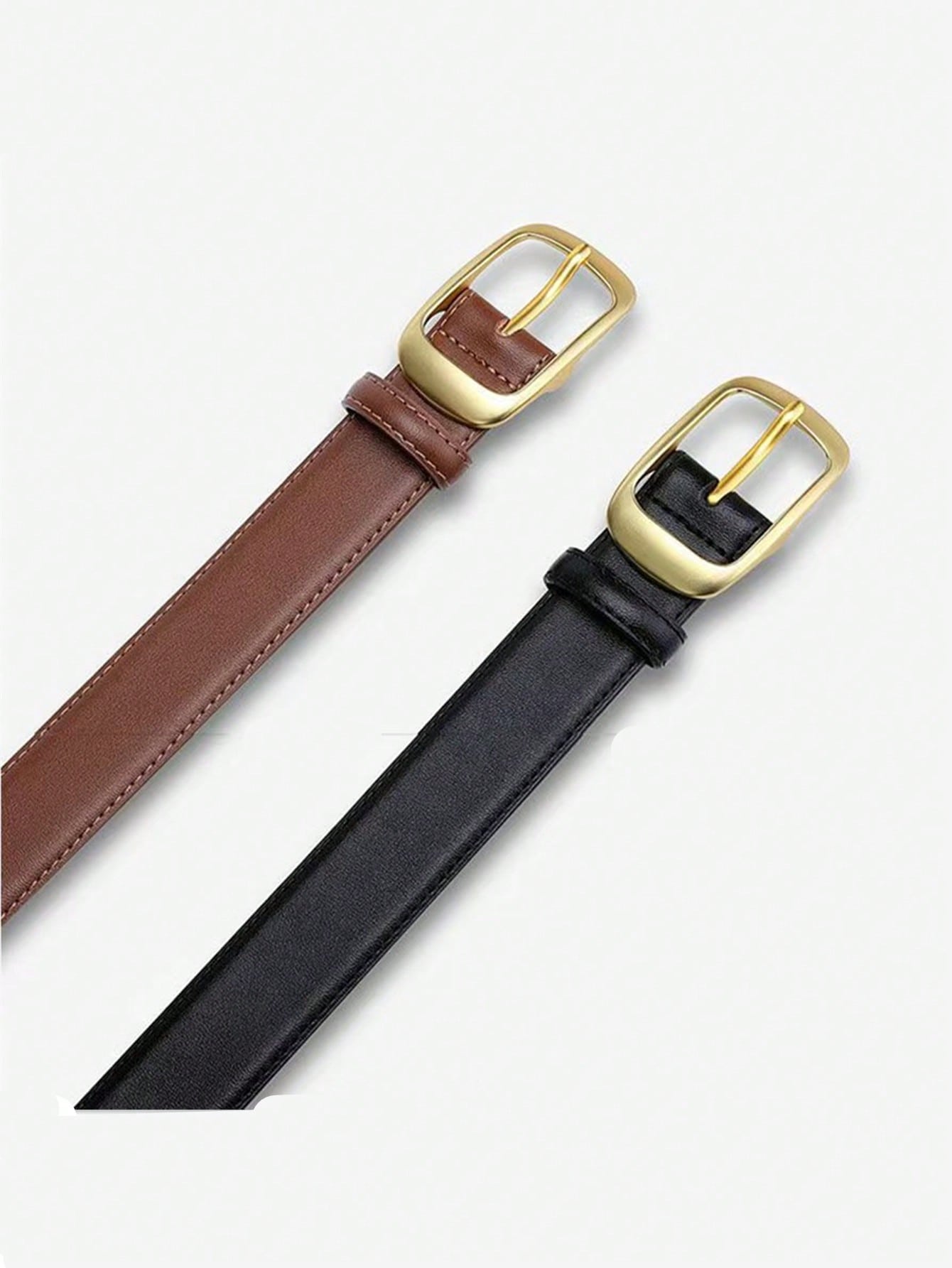 1pc Women's Metal Small Square Buckle PU Leather Belt,Simple & Fashionable, Suitable For Jeans, Trousers, Coats, Dresses, Etc. Summer, School,Halloween