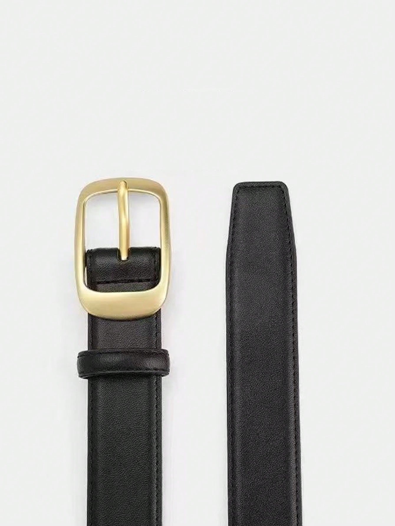 1pc Women's Metal Small Square Buckle PU Leather Belt,Simple & Fashionable, Suitable For Jeans, Trousers, Coats, Dresses, Etc. Summer, School,Halloween