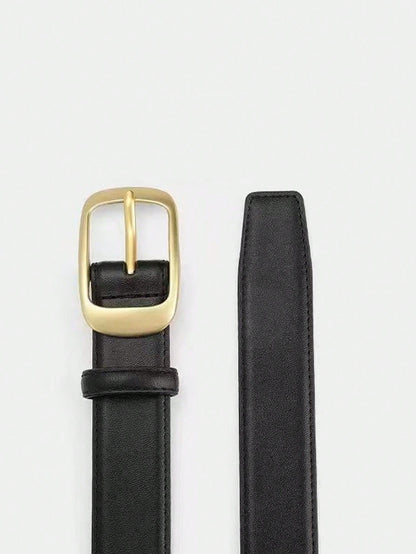 1pc Women's Metal Small Square Buckle PU Leather Belt,Simple & Fashionable, Suitable For Jeans, Trousers, Coats, Dresses, Etc. Summer, School,Halloween