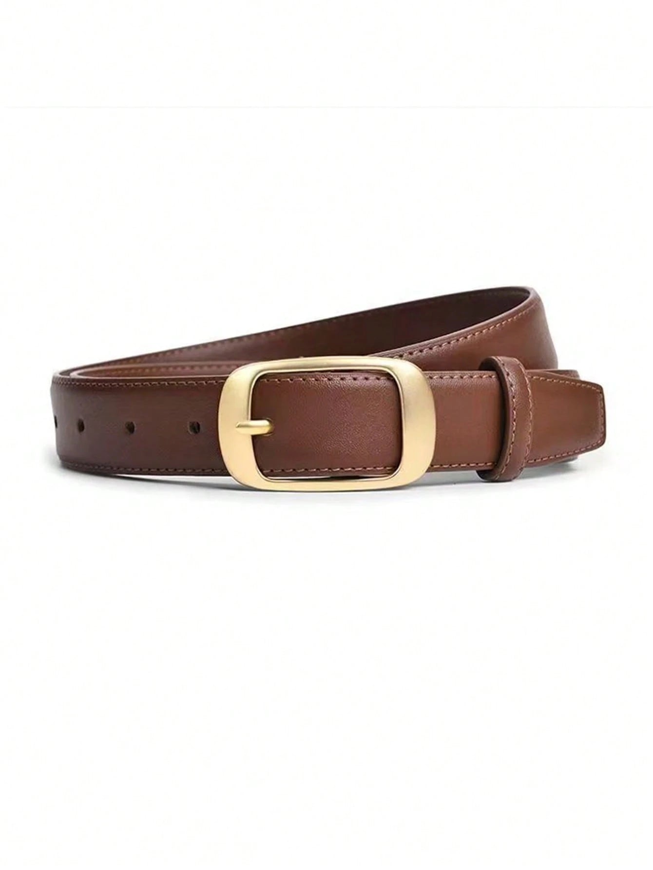 1pc Women's Metal Small Square Buckle PU Leather Belt,Simple & Fashionable, Suitable For Jeans, Trousers, Coats, Dresses, Etc. Summer, School,Halloween