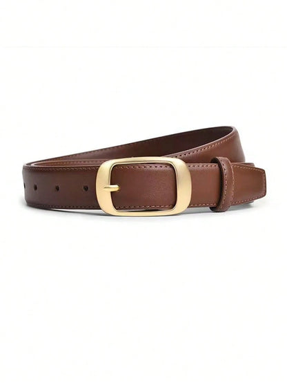 1pc Women's Metal Small Square Buckle PU Leather Belt,Simple & Fashionable, Suitable For Jeans, Trousers, Coats, Dresses, Etc. Summer, School,Halloween