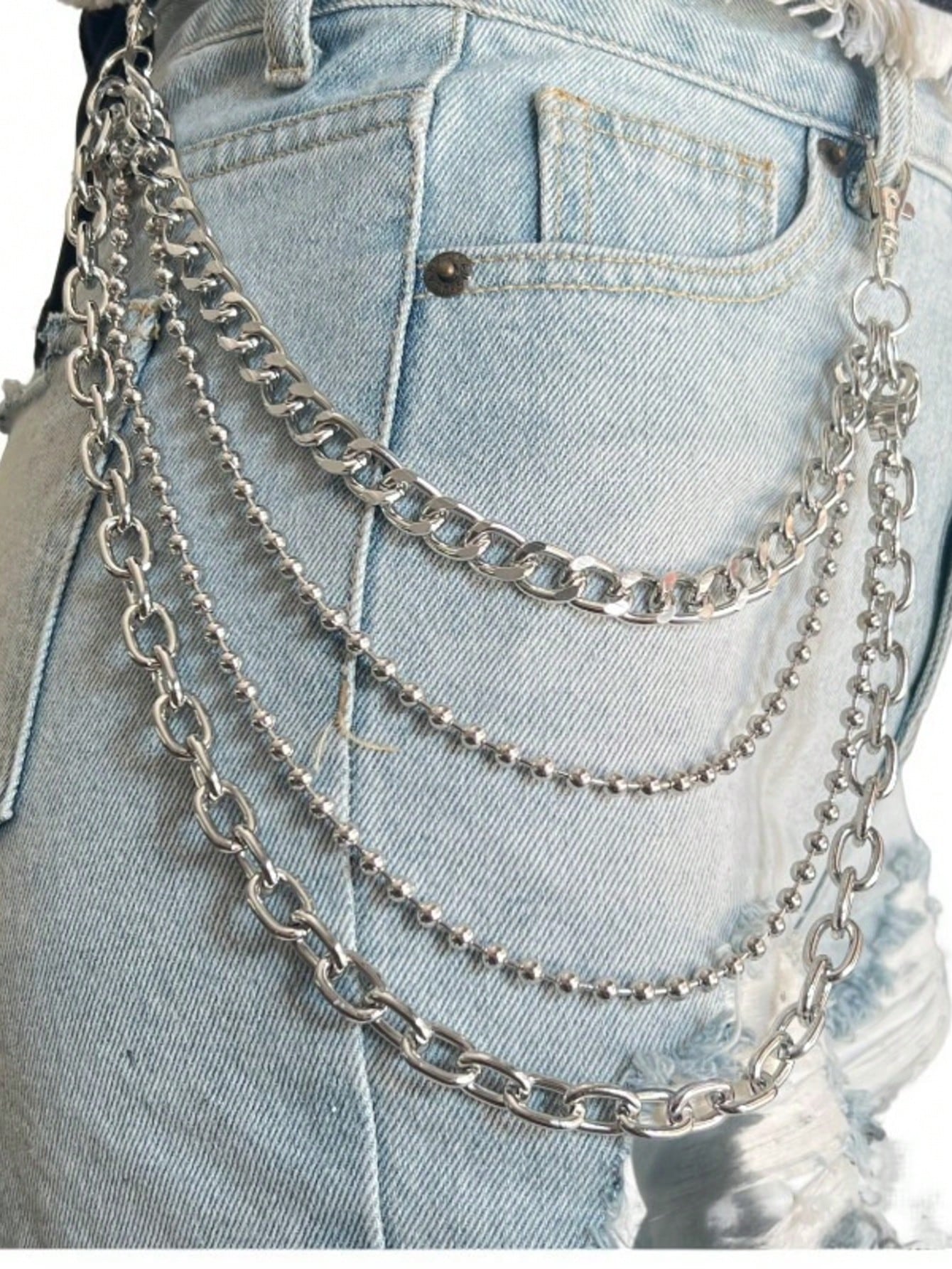 1pc Women's Plus Size Sexy Black Waist Belt Chain, Gothic Style Cincher With Studs And Tassels, Suitable For Everyday, Commute, Music Festivals, Halloween Parties, And Celebrations