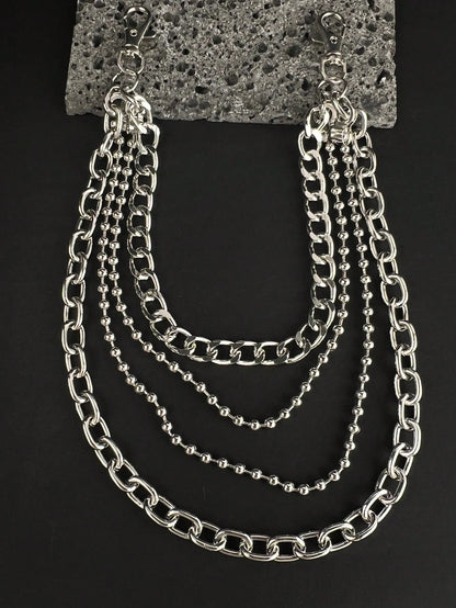 1pc Women's Plus Size Sexy Black Waist Belt Chain, Gothic Style Cincher With Studs And Tassels, Suitable For Everyday, Commute, Music Festivals, Halloween Parties, And Celebrations