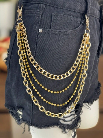 1pc Women's Plus Size Sexy Black Waist Belt Chain, Gothic Style Cincher With Studs And Tassels, Suitable For Everyday, Commute, Music Festivals, Halloween Parties, And Celebrations
