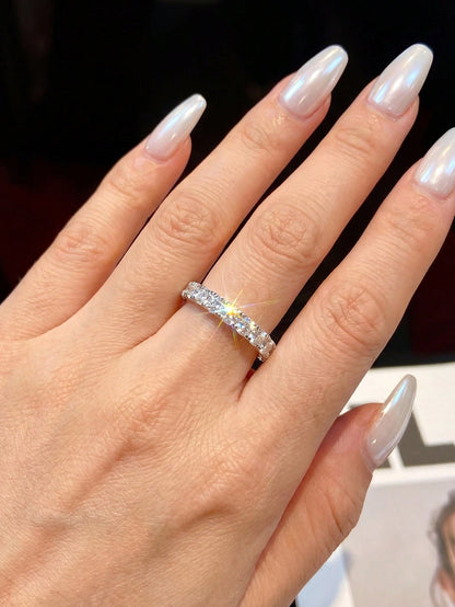 1Pc X Shape Moissanite Diamond Ring 925 Sterling Silver Simple Romantic Ring Eternity Ring Wedding Anniversary Ring Luxury Jewelry Gift