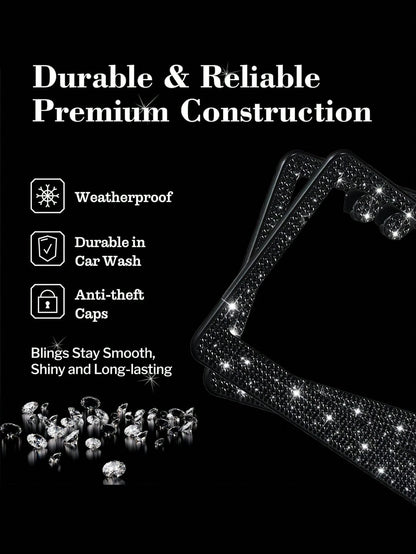 1PCS/2PCS Bling Rhinestone License Plate Frame – Lasting Sparkle With Multifaceted Diamonds| Stainless Steel Construction, Obstruction-Free Design| Includes Glittery Crystal Screw Caps For Full Blin