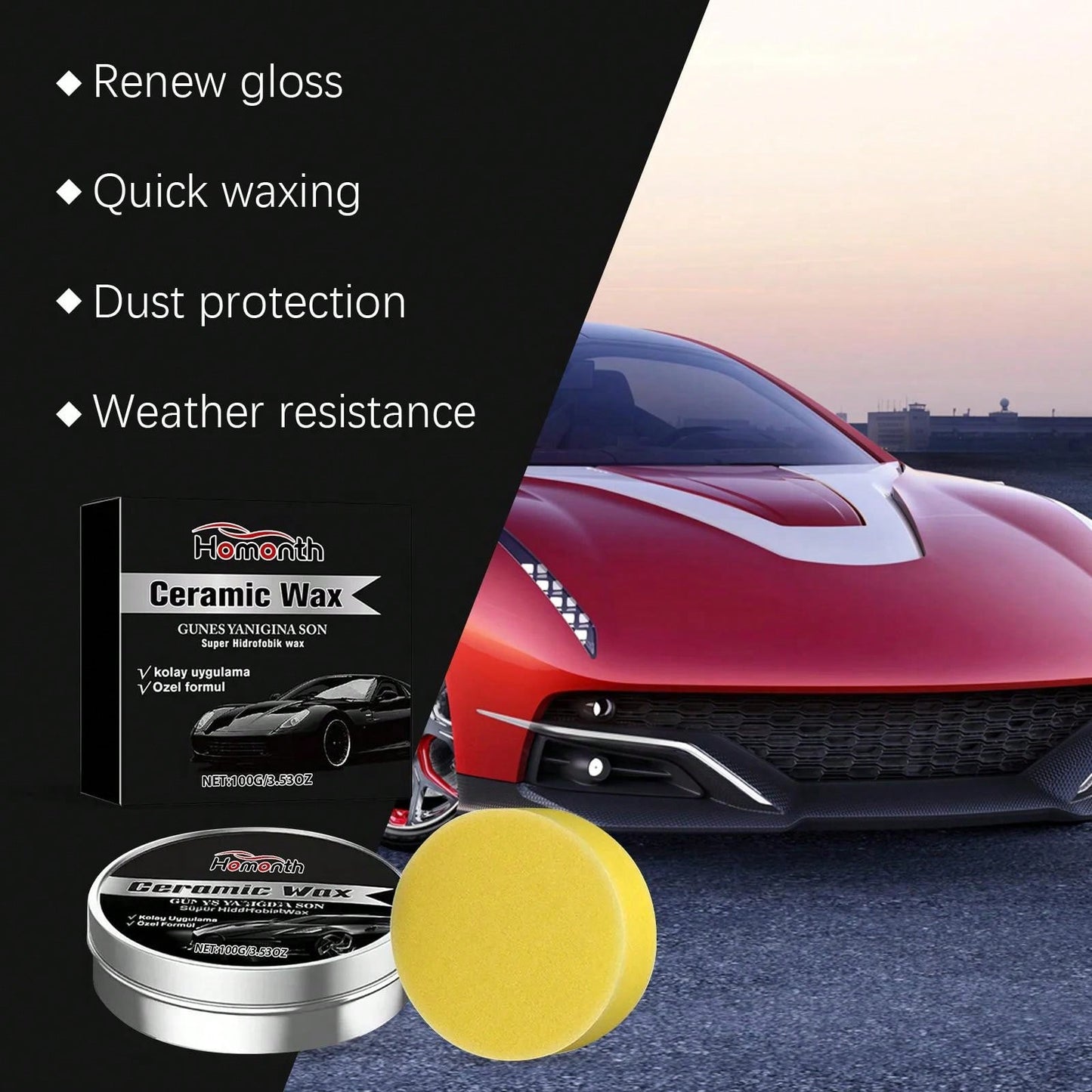 1PCS Ceramic Wax Cream For Cars,Advanced Car Coating & Polishing Wax,Strong Protection & Long-Lasting Shine,Waterless Ceramic Wax, For All Paint Strong Protection Car Coating Polishing Wax,Uto Car Scr