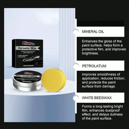 1PCS Ceramic Wax Cream For Cars,Advanced Car Coating & Polishing Wax,Strong Protection & Long-Lasting Shine,Waterless Ceramic Wax, For All Paint Strong Protection Car Coating Polishing Wax,Uto Car Scr