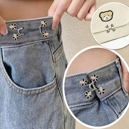 1Set/2/3/4Sets Flower Buckle Waist Tightener Detachable Waist Buckle Pin Belt Accessory Pants Clip No-Sew Waist Tightener