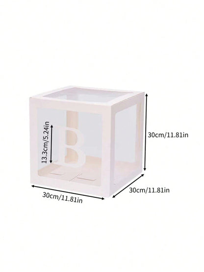 1Set, Baby Letters Paper Transparent Box, Happy Birthday Decoration Balloon Box, Baby Shower Decoration One Year Frist One 1st Birthday Birthday Party (Excluding Balloons)Baby Shower Family Decoration