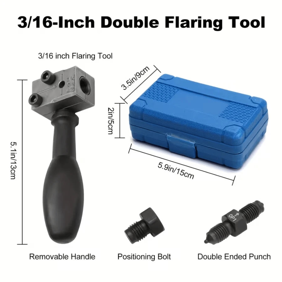 1set Brake Line Flaring Tool Set, 3/16" SAE Double Flare, Uncharged Manual Operation, Compatible With Various Models, Car Repair Flaring Tools Kit With Case, Heavy-Duty Design For Reliable Performance