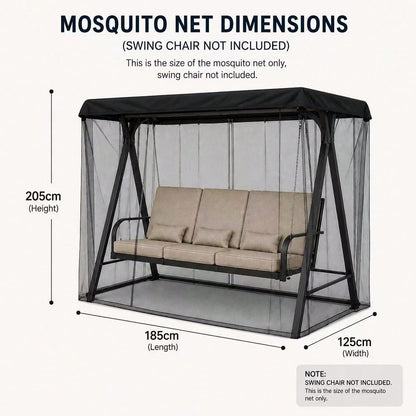 1set Patio Swing Mosquito Net For 3-Seat Outdoor Garden Swing Chair, ONLY Mosquito Net Cover Canopy Netting With Zipper For Backyard Patio Yard