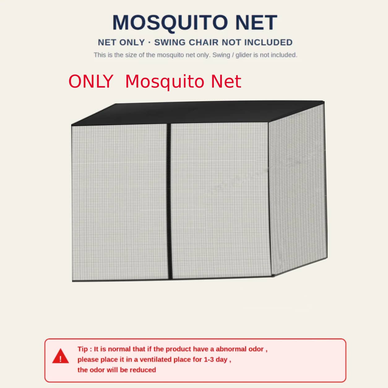 1set Patio Swing Mosquito Net For 3-Seat Outdoor Garden Swing Chair, ONLY Mosquito Net Cover Canopy Netting With Zipper For Backyard Patio Yard