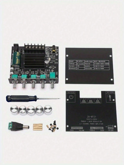 2.1 Channel Audio Power Amplifier Board, 50W*2+100W, With Treble And Bass Control, Suitable For DIY Speakers And Home Theater Systems