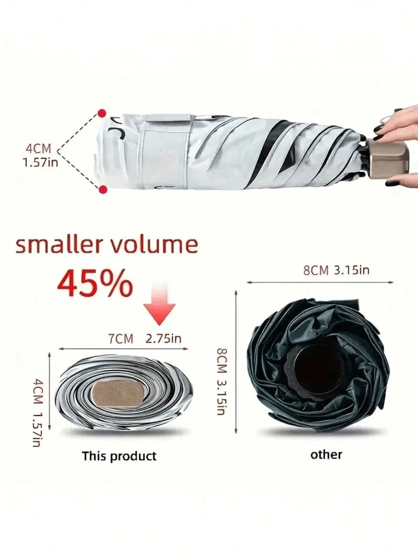 2/1pc 7.5 Inch/19cm Mini Folding Umbrella, Portable Outdoor Sun Umbrella With Storage Bag, UV Protection, 6 Ribs + Thickened Black Waterproof Coating, Suitable For Outdoor, Travel And Summer Sun Prote