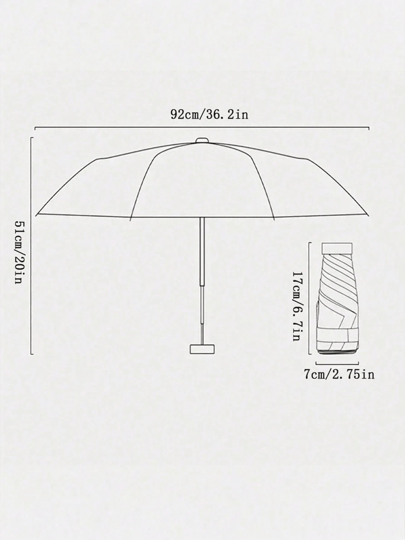 2/1pc 7.5 Inch/19cm Mini Folding Umbrella, Portable Outdoor Sun Umbrella With Storage Bag, UV Protection, 6 Ribs + Thickened Black Waterproof Coating, Suitable For Outdoor, Travel And Summer Sun Prote