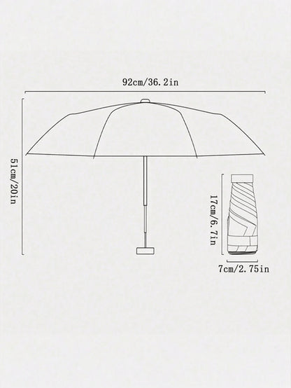 2/1pc 7.5 Inch/19cm Mini Folding Umbrella, Portable Outdoor Sun Umbrella With Storage Bag, UV Protection, 6 Ribs + Thickened Black Waterproof Coating, Suitable For Outdoor, Travel And Summer Sun Prote