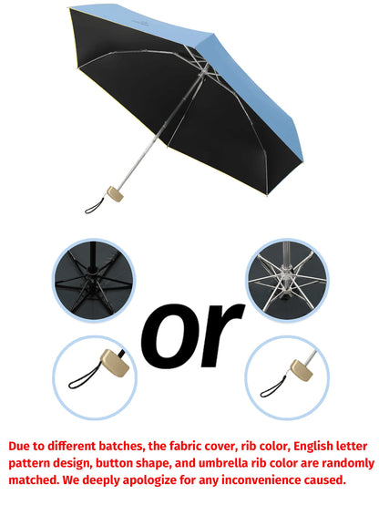 2/1pc 7.5 Inch/19cm Mini Folding Umbrella, Portable Outdoor Sun Umbrella With Storage Bag, UV Protection, 6 Ribs + Thickened Black Waterproof Coating, Suitable For Outdoor, Travel And Summer Sun Prote