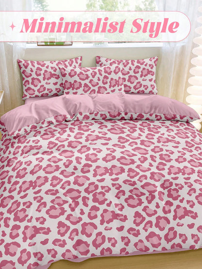 2/3pcs Leopard Print Duvet Cover Set, Dorm Bedding, Cozy Room Decor, Skin-Friendly Breathable, Ultra Soft Anti-Pilling, No Duvet Insert, Suitable For Single/Double/Queen/King Bed, All Season, Machine