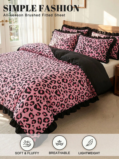 2/3pcs Ruffle Duvet Cover Set, Dorm Bedding, Cozy Room Decor, Skin-Friendly Breathable, Super Soft Anti-Pilling, No Duvet Insert Included, Suitable For Twin/Full/Queen/King Bed, All Season, Machine Wa