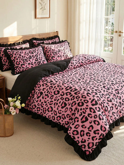2/3pcs Ruffle Duvet Cover Set, Dorm Bedding, Cozy Room Decor, Skin-Friendly Breathable, Super Soft Anti-Pilling, No Duvet Insert Included, Suitable For Twin/Full/Queen/King Bed, All Season, Machine Wa