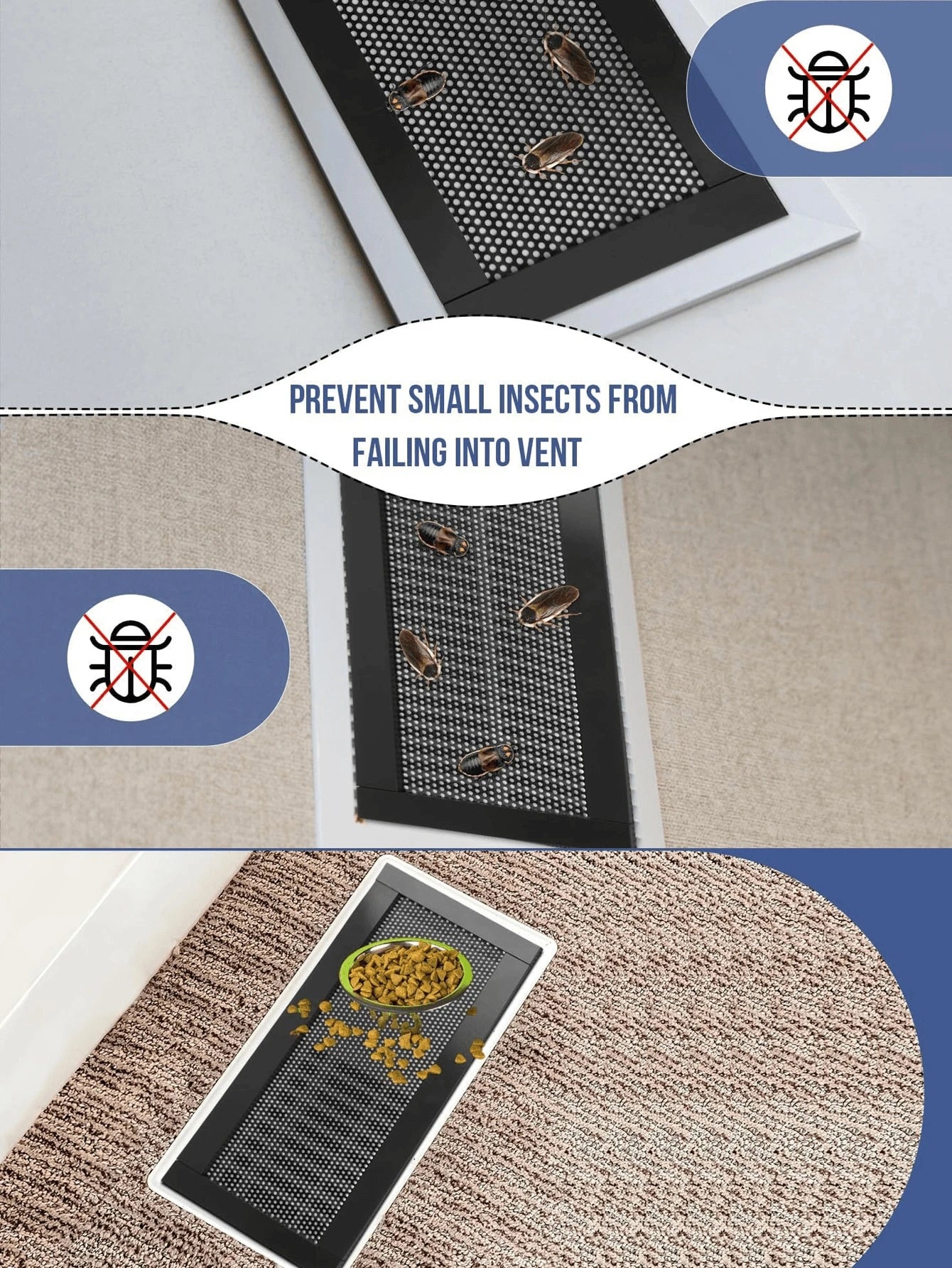 2/4/8pcs Household Magnetic Vent Covers- 4x10 Inch PVC Mesh, Dust And Debris Proof, Pest Resistant, For Ceiling And Floor Vents