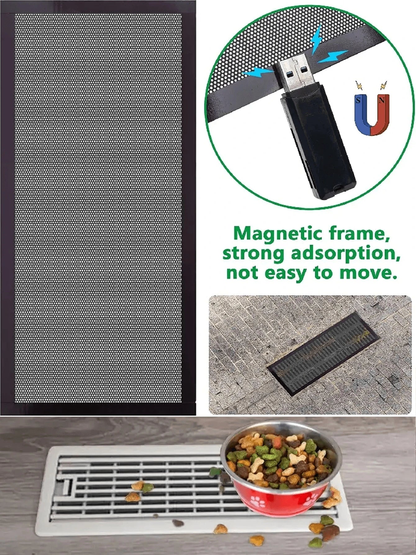 2/4/8pcs Household Magnetic Vent Covers- 4x10 Inch PVC Mesh, Dust And Debris Proof, Pest Resistant, For Ceiling And Floor Vents
