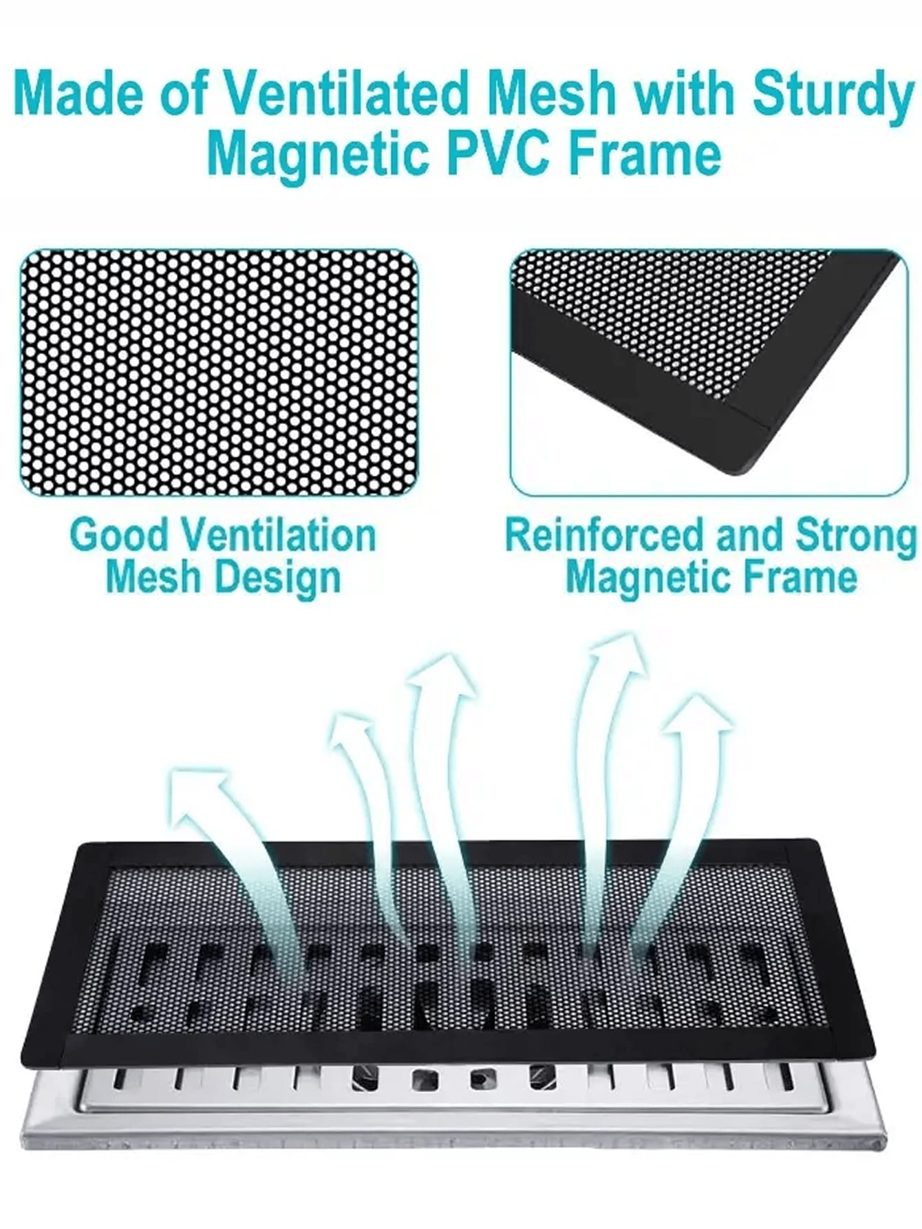 2/4/8pcs Household Magnetic Vent Covers- 4x10 Inch PVC Mesh, Dust And Debris Proof, Pest Resistant, For Ceiling And Floor Vents