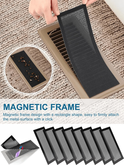 2/4/8pcs Household Magnetic Vent Covers- 4x10 Inch PVC Mesh, Dust And Debris Proof, Pest Resistant, For Ceiling And Floor Vents