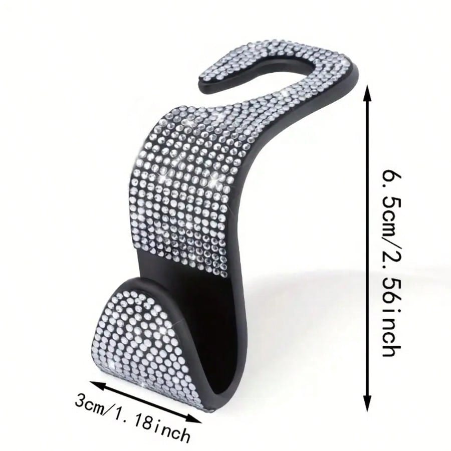 2/4pcs Black & White Diamond Car Seat Back Hooks, Convenient For Hanging Bags, Coats, Shopping Bags, Easily Solves In-Car Storage Issues, Simple Installation On Seat Back, Diamond Decor Adds Sophistic